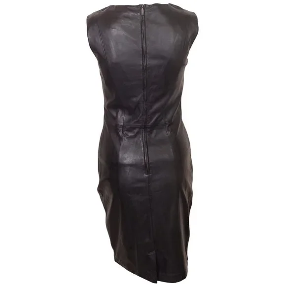 Leather Cap Sleeve Sheath Dress